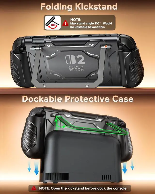 Alt view image 2 of 7 - Dockable Protective Case for Switch 2 with Hard PC Front Cover