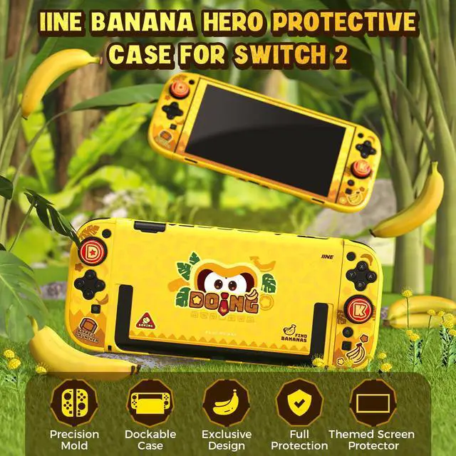 Alt view image 2 of 7 - Dockable Protective Case for Switch 2, Hard Shell Case Cover Compatible for SN2, Switch 2 Case Protector with Joypad Grip Covers and 2 Joystick Caps (Protective Case with Screen Protector)