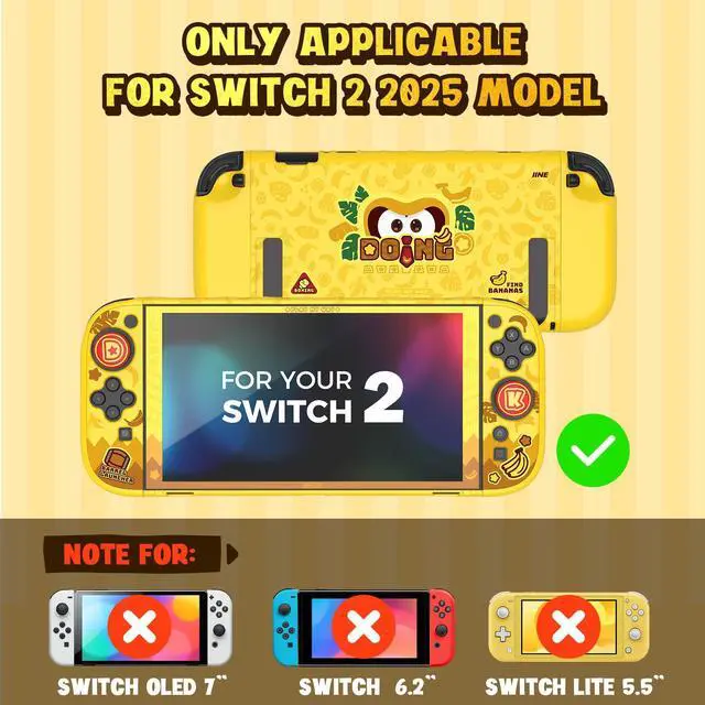 Alt view image 4 of 7 - Dockable Protective Case for Switch 2, Hard Shell Case Cover Compatible for SN2, Switch 2 Case Protector with Joypad Grip Covers and 2 Joystick Caps (Protective Case with Screen Protector)