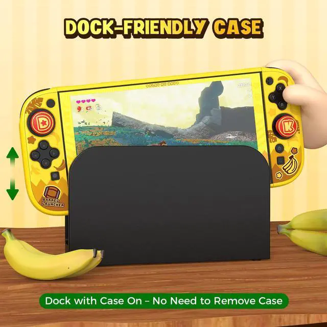 Alt view image 6 of 7 - Dockable Protective Case for Switch 2, Hard Shell Case Cover Compatible for SN2, Switch 2 Case Protector with Joypad Grip Covers and 2 Joystick Caps (Protective Case with Screen Protector)