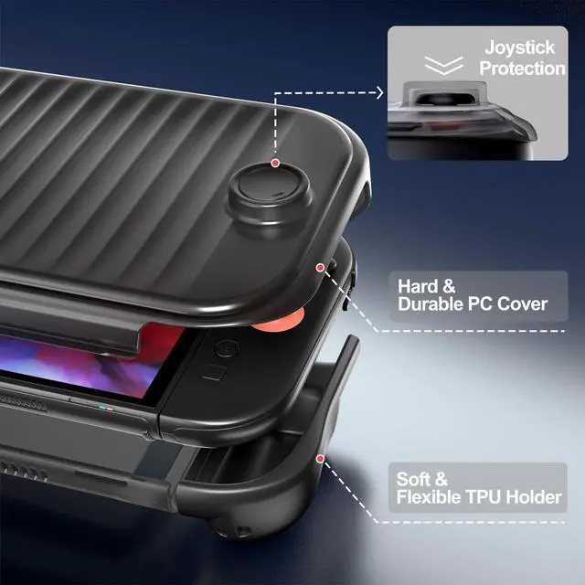 Alt view image 6 of 7 - Dockable Grip PC Front Protective Case for Switch 2, Black
