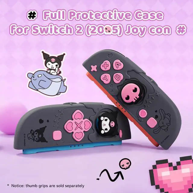 Alt view image 2 of 7 - Silicone Protective Shell Compatible with Joy con of Switch 2, Soft Silicone Cover Case, Anti-Scratch Protective Case for Switch 2025 Controllers (Black Kuromi)