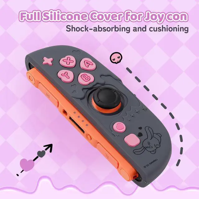 Alt view image 4 of 7 - Silicone Protective Shell Compatible with Joy con of Switch 2, Soft Silicone Cover Case, Anti-Scratch Protective Case for Switch 2025 Controllers (Black Kuromi)