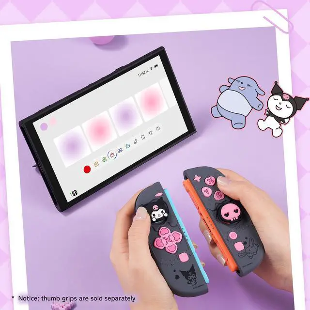 Alt view image 6 of 7 - Silicone Protective Shell Compatible with Joy con of Switch 2, Soft Silicone Cover Case, Anti-Scratch Protective Case for Switch 2025 Controllers (Black Kuromi)