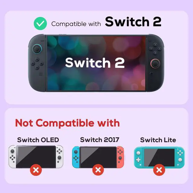 Alt view image 4 of 6 - Protective Case for Switch 2, Protected by Soft Full Skin Cover with Pretty Cute Pattern, Silicone Slim Shockproof Back and Grip Case for Switch 2, Black