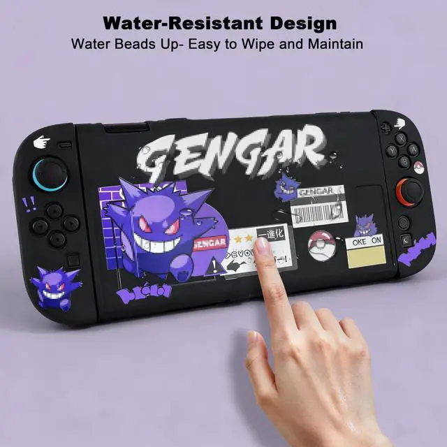 Alt view image 3 of 6 - Protective Case for Switch 2, Protected by Soft Full Skin Cover with Pretty Cute Pattern, Silicone Slim Shockproof Back and Grip Case for Switch 2, Black