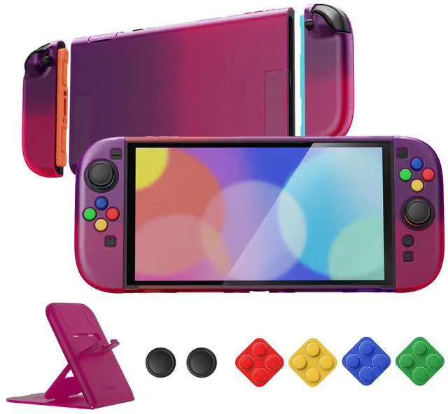 Main image of Protective Case for Nintendo Switch 2 with Stand | Ultra-Slim Dockable Hard Shell, Split Joycon Cover, Button Caps & Thumb Grips | Clear Series, Clear Atomic Purple Rose