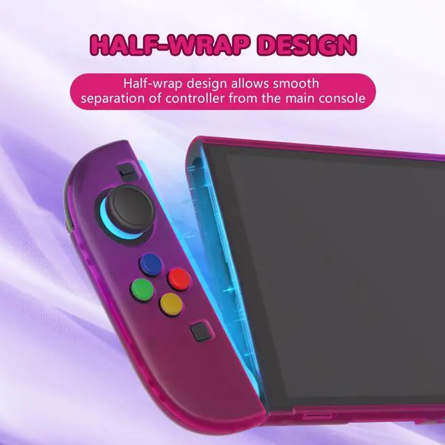 Alt view image 2 of 7 - Protective Case for Nintendo Switch 2 with Stand | Ultra-Slim Dockable Hard Shell, Split Joycon Cover, Button Caps & Thumb Grips | Clear Series, Clear Atomic Purple Rose
