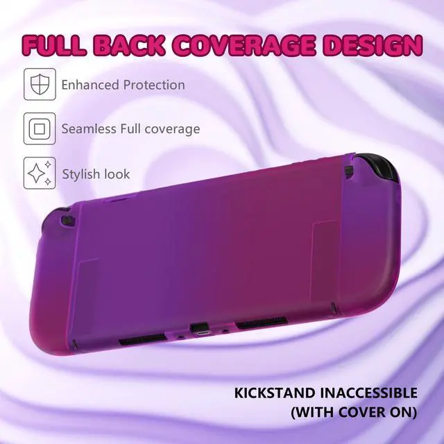 Alt view image 5 of 7 - Protective Case for Nintendo Switch 2 with Stand | Ultra-Slim Dockable Hard Shell, Split Joycon Cover, Button Caps & Thumb Grips | Clear Series, Clear Atomic Purple Rose