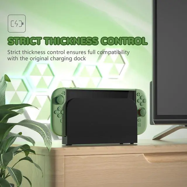Alt view image 4 of 7 - Hard Case for Nintendo Switch 2 with Extra Stand & Thumb Grip Caps | Split Design, Dockable Protective Full-Body Shell Cover for Nintendo Switch 2 | Solid Color Series, Matcha Green