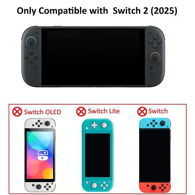 Alt view image 2 of 7 - Cute Cherry Blossom Protective Case for Switch 2 (2025), 2 Ergonomic Soft Silicone Controller Grips, Hard Shell, 2 Thumb Grip Caps, Mint Green
