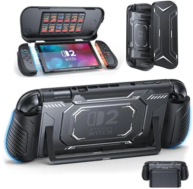 Main image of Dockable Case for Nintendo Switch 2 with Front Cover, TPU Switch 2 Protective Cover with Split Design Non-Slip Ergonomic Grip for Joycon 2, Anti-Scratch Case with 12 Game Slots for Switch2