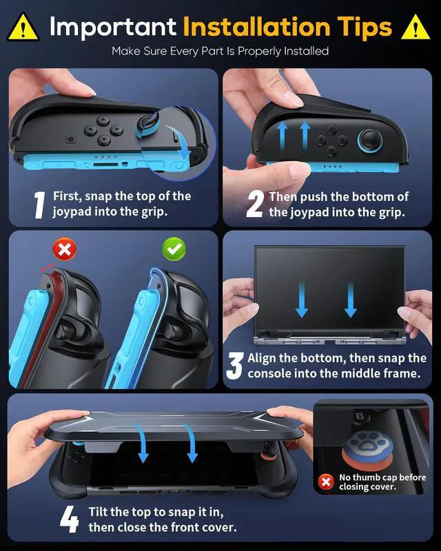 Alt view image 6 of 7 - Dockable Case for Nintendo Switch 2 with Front Cover, TPU Switch 2 Protective Cover with Split Design Non-Slip Ergonomic Grip for Joycon 2, Anti-Scratch Case with 12 Game Slots for Switch2