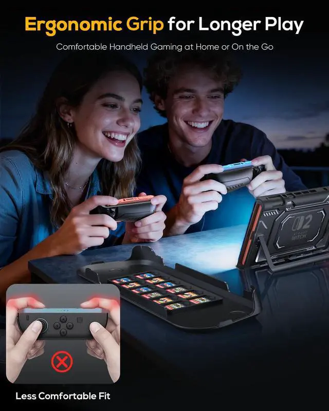 Alt view image 7 of 7 - Dockable Case for Nintendo Switch 2 with Front Cover, TPU Switch 2 Protective Cover with Split Design Non-Slip Ergonomic Grip for Joycon 2, Anti-Scratch Case with 12 Game Slots for Switch2