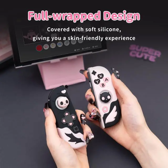 Alt view image 4 of 6 - Protective Case for Switch OLED Model,Anti-Scratch Slim Cover Case Compatible with Switch OLED Separable Soft Silicone Shell with 2 Thumb Grip Caps- Sweetheart Skull