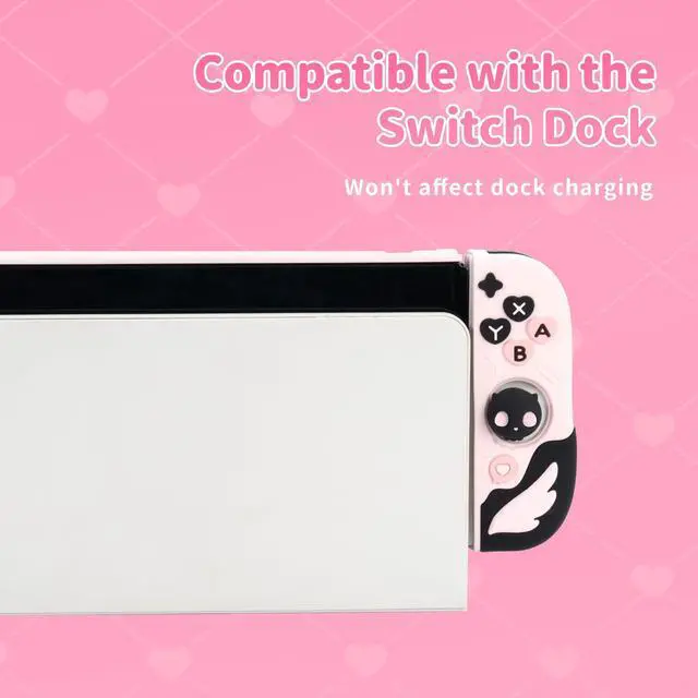 Alt view image 3 of 6 - Protective Case for Switch OLED Model,Anti-Scratch Slim Cover Case Compatible with Switch OLED Separable Soft Silicone Shell with 2 Thumb Grip Caps- Sweetheart Skull