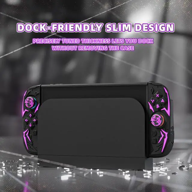 Alt view image 2 of 7 - Cyber Spider Protective Case for Nintendo Switch 2, Ergonomic Anti-Slip Silicone Grip Covers, Dockable Hard Case Shell for Switch 2 with Joystick Cap, Shockproof Skin - Black