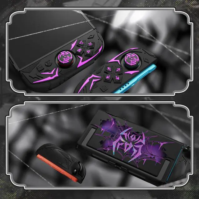 Alt view image 7 of 7 - Cyber Spider Protective Case for Nintendo Switch 2, Ergonomic Anti-Slip Silicone Grip Covers, Dockable Hard Case Shell for Switch 2 with Joystick Cap, Shockproof Skin - Black