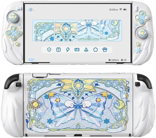 Main image of Magic Wings Protective Case with Stand for Nintendo Switch 2 | Joycon Silicone Grips, PC Console Hard Shell, 2 Joystick Caps | Cute Animal Accessories Dockable Cover for Switch 2 - White