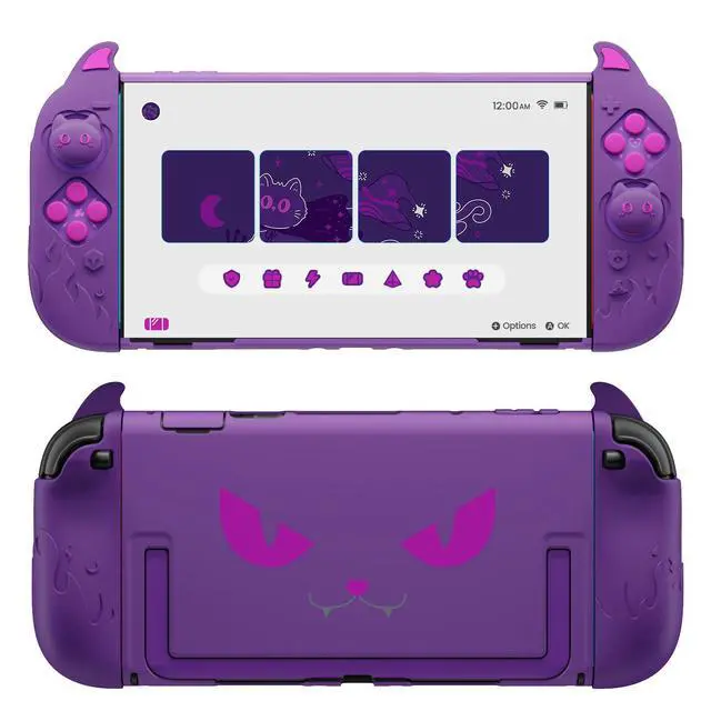 Main image of Cute Demon Protective Shell for Nintendo Switch 2, Kawaii Anti-Slip Silicone Grip Cover + Dockable Hard Case for Nintendo Switch 2 with Thumb Grips & Sticker, Shockproof - Purple