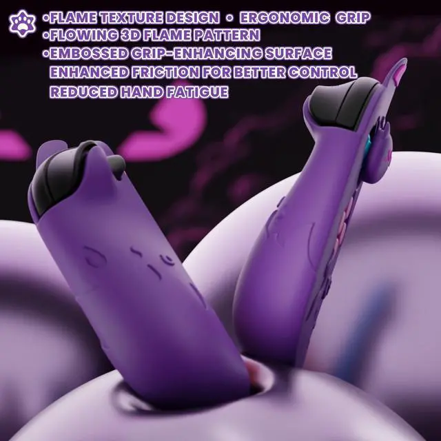 Alt view image 5 of 7 - Cute Demon Protective Shell for Nintendo Switch 2, Kawaii Anti-Slip Silicone Grip Cover + Dockable Hard Case for Nintendo Switch 2 with Thumb Grips & Sticker, Shockproof - Purple