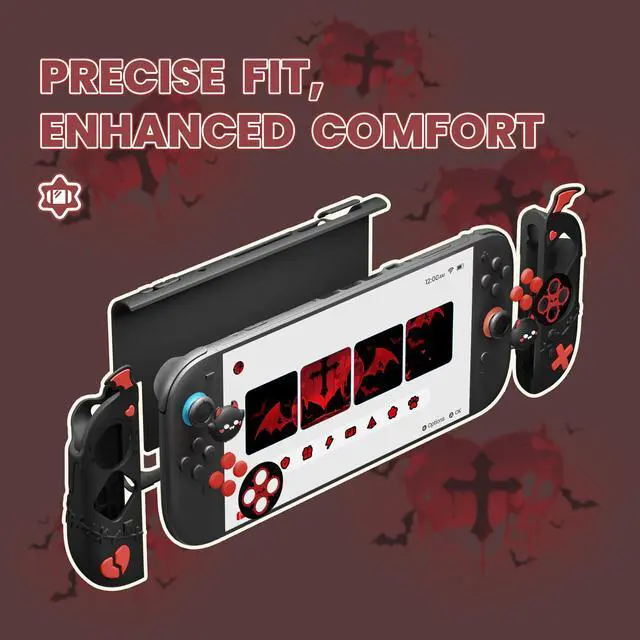 Alt view image 4 of 7 - Protective Case for Nintendo Switch 2, Kawaii Gothic Imp Series Silicone Grips + Dockable Hard Case Shell for Switch 2 with Thumb Grips & Sticker, Shockproof Protection Cover - Black