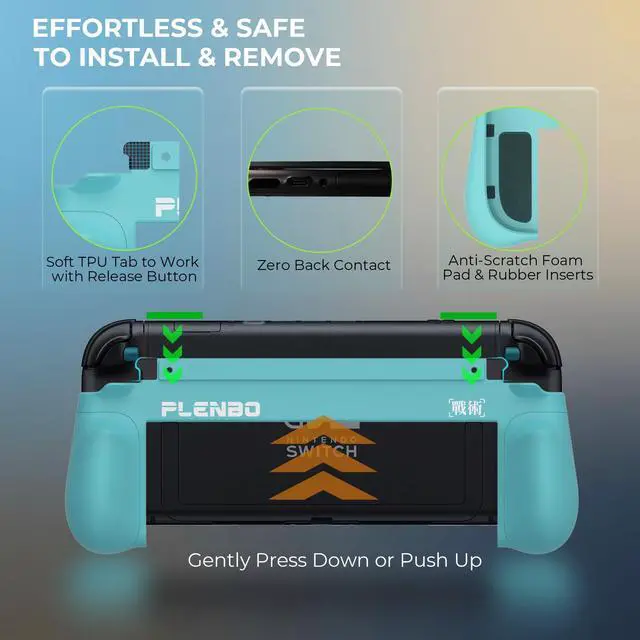 Alt view image 6 of 7 - FoldeX Switch 2 Grip Case with Detachable Flip Cover- Turquoise/Mint