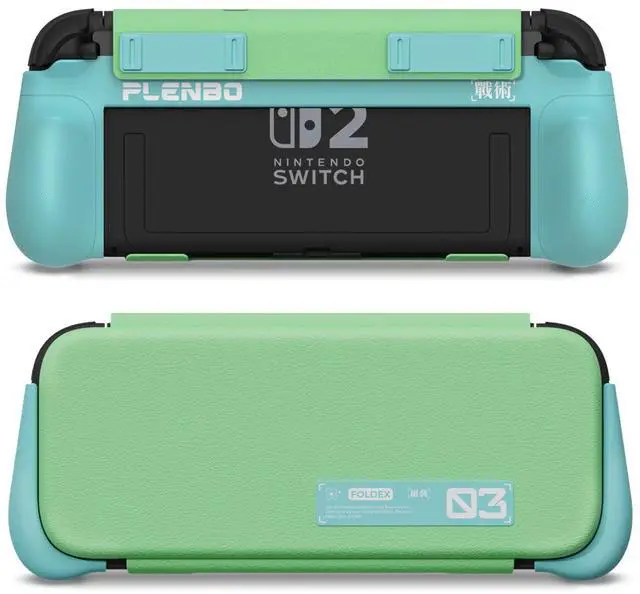 Main image of FoldeX Switch 2 Grip Case with Detachable Flip Cover- Turquoise/Mint