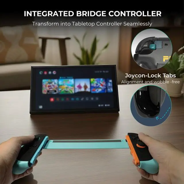 Alt view image 7 of 7 - FoldeX Switch 2 Grip Case with Detachable Flip Cover- Turquoise/Mint