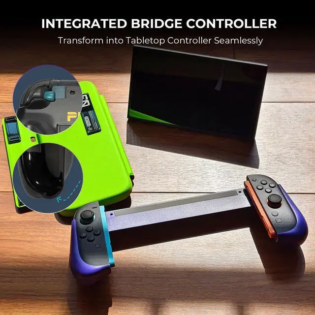 Alt view image 5 of 7 - FoldeX Switch 2 Grip Case with Detachable Flip Cover- Purple/Green