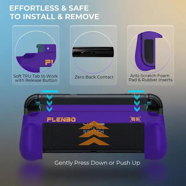 Alt view image 7 of 7 - FoldeX Switch 2 Grip Case with Detachable Flip Cover- Purple/Green