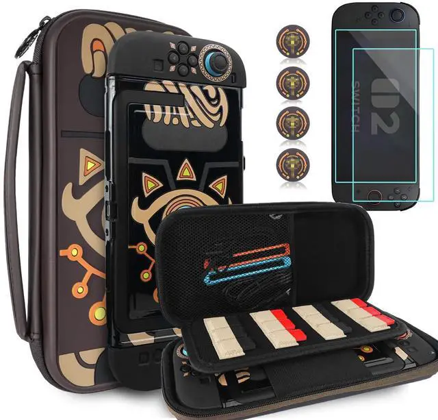 Main image of Carrying Case Accessories Bundle for Switch 2 2025, Portable Travel Case with Protective Cover, Screen Protectors, 4 Thumb Grip caps and Cute Stickers, Black