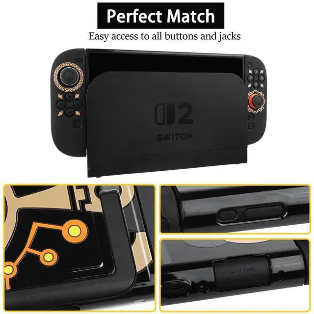 Alt view image 3 of 6 - Carrying Case Accessories Bundle for Switch 2 2025, Portable Travel Case with Protective Cover, Screen Protectors, 4 Thumb Grip caps and Cute Stickers, Black