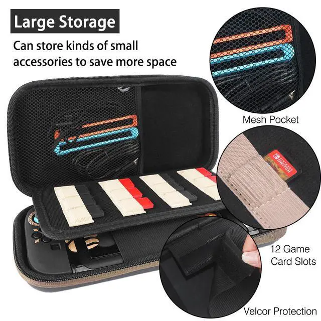 Alt view image 2 of 6 - Carrying Case Accessories Bundle for Switch 2 2025, Portable Travel Case with Protective Cover, Screen Protectors, 4 Thumb Grip caps and Cute Stickers, Black