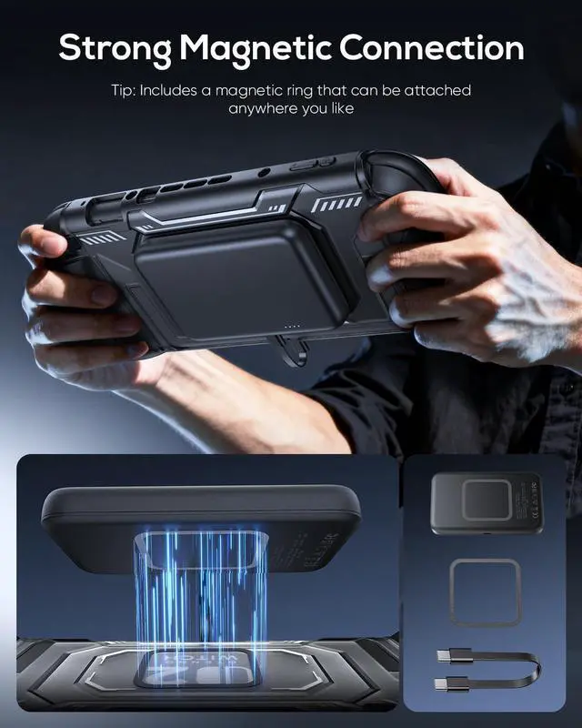 Alt view image 6 of 7 - Switch 2 Protective Case with Front Cover & Detachable Power Bank