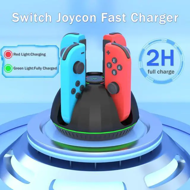 Alt view image 4 of 6 - Switch Controller Charger for Nintendo Switch Joy Con,Charging Station for 4 Nintendo Joycons Controller with Led Indication,Joy Con Charging Dock Stand with USB Type C Charging Cable