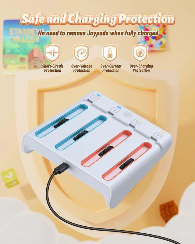 Alt view image 5 of 7 - Switch Controller Charger for Nintendo Switch 2/1/OLED for Joycon