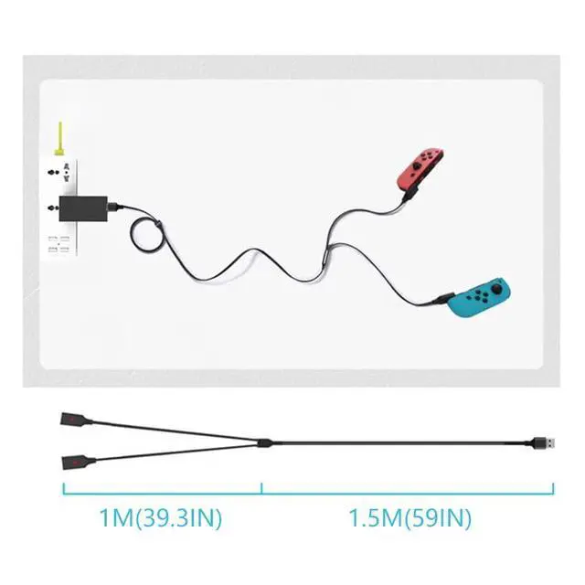 Alt view image 3 of 6 - Portable Switch Joycon Charger Cable,98.4IN Replaces The Original Switch Charger Dock,Travel Replace Joycon Charging Dock - Small and Convenient for On-The-Go Charging