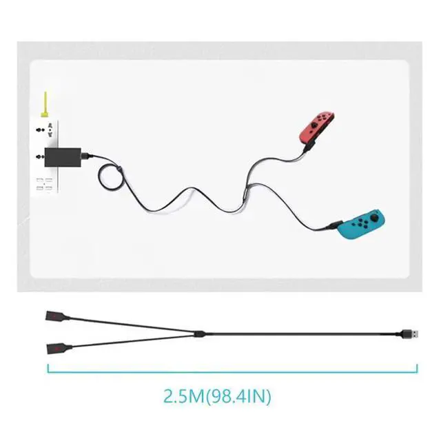 Alt view image 5 of 6 - Portable Switch Joycon Charger Cable,98.4IN Replaces The Original Switch Charger Dock,Travel Replace Joycon Charging Dock - Small and Convenient for On-The-Go Charging