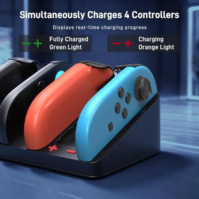 Alt view image 3 of 7 - Charging Dock for Nintendo Switch 2 & 1 Controller | 4 in 1 Magnetic Secure Charger for Joy-Con 2 & Controllers | with 4 Game Card Slots & Organized Storage