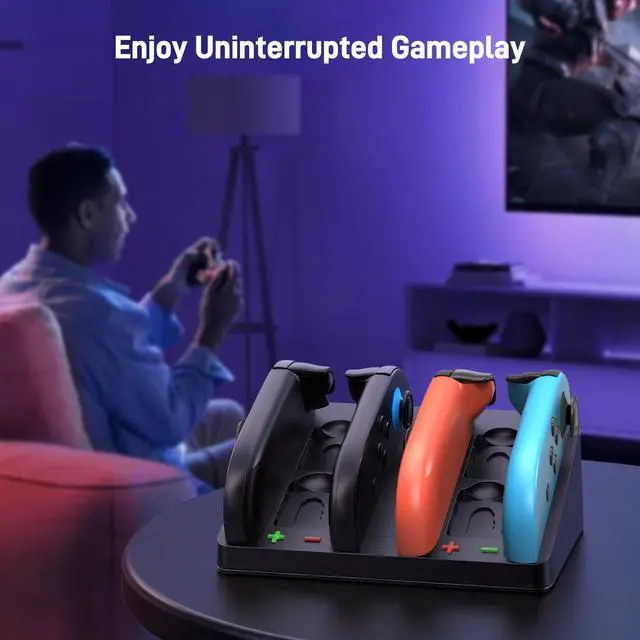 Alt view image 6 of 7 - Charging Dock for Nintendo Switch 2 & 1 Controller | 4 in 1 Magnetic Secure Charger for Joy-Con 2 & Controllers | with 4 Game Card Slots & Organized Storage