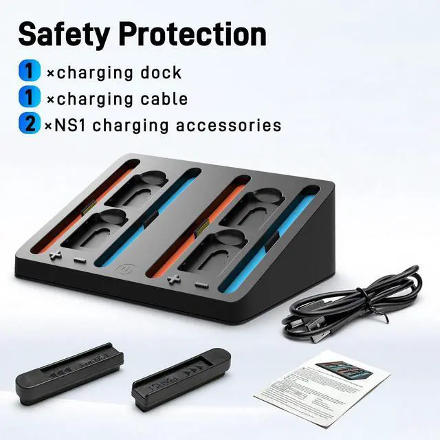 Alt view image 7 of 7 - Charging Dock for Nintendo Switch 2 & 1 Controller | 4 in 1 Magnetic Secure Charger for Joy-Con 2 & Controllers | with 4 Game Card Slots & Organized Storage