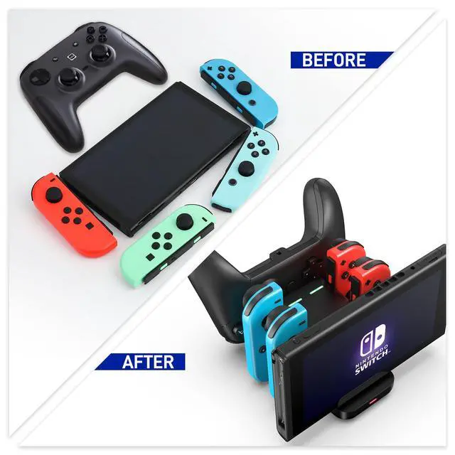 Alt view image 5 of 7 - 6 in 1 Controller Charger Dock for Nintendo Switch & OLED & Lite, Charging Station for Joy-Con and Pro Controller with LED Indicator and Type C Charge Cable, Black