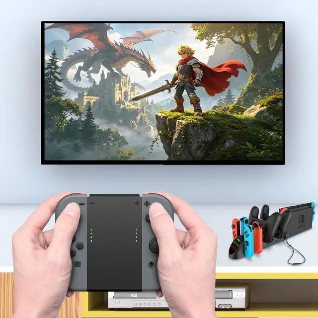 Alt view image 6 of 6 - Switch Controller Charger Station for Joy Cons and Switch Pro Controllers Charging Dock with USB 2.0 Plug and Ports, Only for SwitchPro Controller