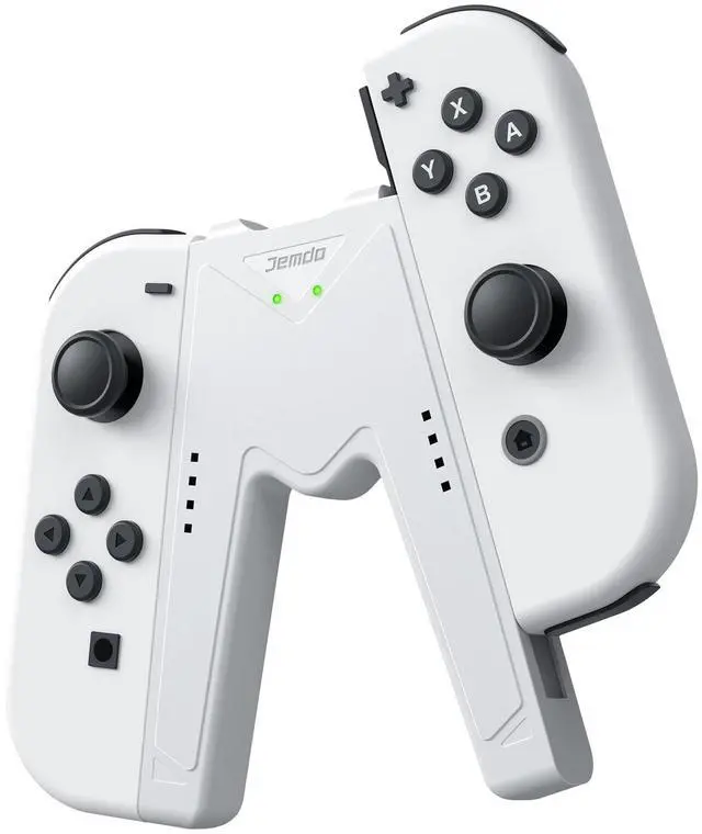 Main image of Switch Joy-Con Charging Grip Compatible with Nintendo Switch & OLED Model, Play While Charging, Portable V-Shaped Switch Joy-Con Controller Charger with Indicators, White