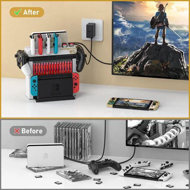 Alt view image 5 of 7 - Switch Games Organizer Station with Controller Charger, Charging Dock for Nintendo Switch & OLED Joycons, Switch Mounts, Brackets & Stands for Games, the Legend of Zelda: Tears of the Kingdom Edition