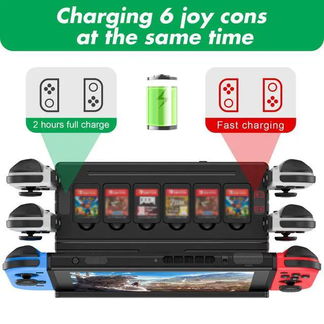 Alt view image 2 of 7 - TV Docking Station with Joycon Charging for Switch,Storable 6 Game Cards/6 TF Cards,Switch Docking Station Support 4K HD Adapter Output with Cable and 15V/2.6A USB-C Charger