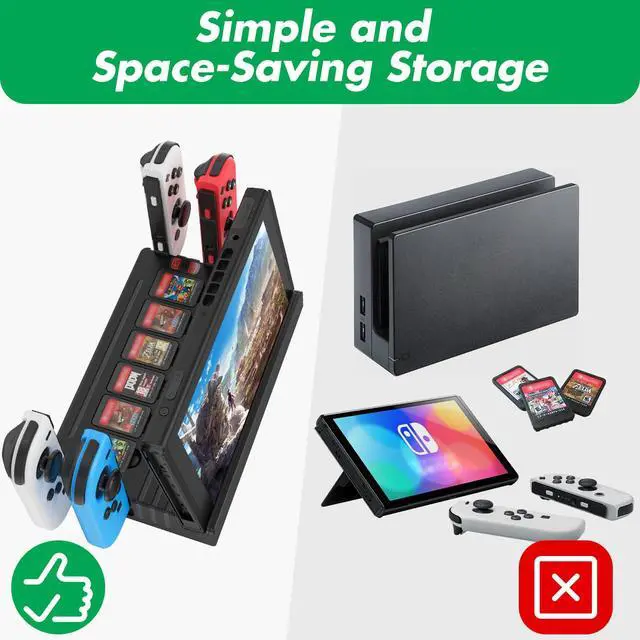 Alt view image 5 of 7 - TV Docking Station with Joycon Charging for Switch,Storable 6 Game Cards/6 TF Cards,Switch Docking Station Support 4K HD Adapter Output with Cable and 15V/2.6A USB-C Charger