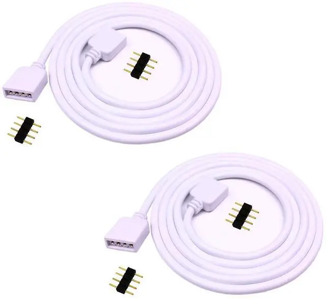 Main image of 2pcs 1m RGB LED Extension Cable 4 Pin LED Strip Connector LED Tape Extension Cord LED Ribbon Wire for SMD 5050 3528 2835 RGB LED Strip Light w/ 4pcs Male to Male 4Pin Plugs (1m/3.3ft)