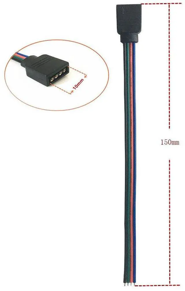 Alt view image 2 of 6 - 10 pcs/Pack 5.9 inch / 150 mm 4 Pin RGB LED Strip Lights Extension Cable Connector4 PIN RGB Male and Female Connector Wire Cable for 3528 5050 SMD LED Strip